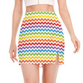 Rainbow Chevron Pattern Print Side Slit Mini Skirt