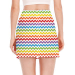Rainbow Chevron Pattern Print Side Slit Mini Skirt