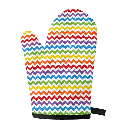 Rainbow Chevron Pattern Print Single Oven Mitt