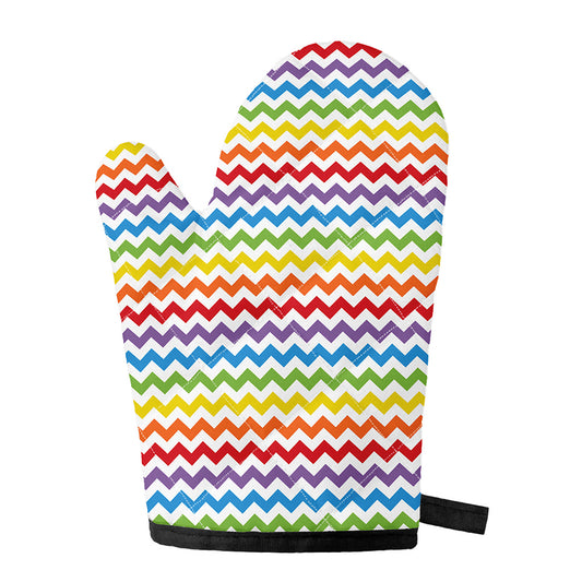 Rainbow Chevron Pattern Print Single Oven Mitt