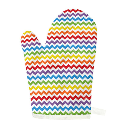 Rainbow Chevron Pattern Print Single Oven Mitt
