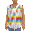 Rainbow Chevron Pattern Print Sleeveless Baseball Jersey