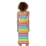 Rainbow Chevron Pattern Print Slim Fit Midi Cami Dress