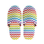 Rainbow Chevron Pattern Print Slippers