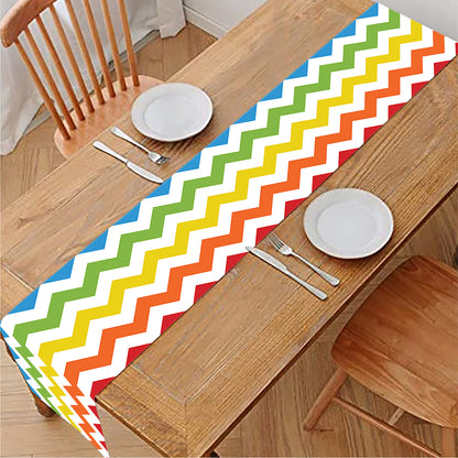 Rainbow Chevron Pattern Print Table Runner
