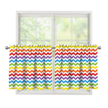Rainbow Chevron Pattern Print Tier Curtains