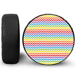 Rainbow Chevron Pattern Print Tire Cover