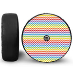 Rainbow Chevron Pattern Print Tire Cover With Camera Hole