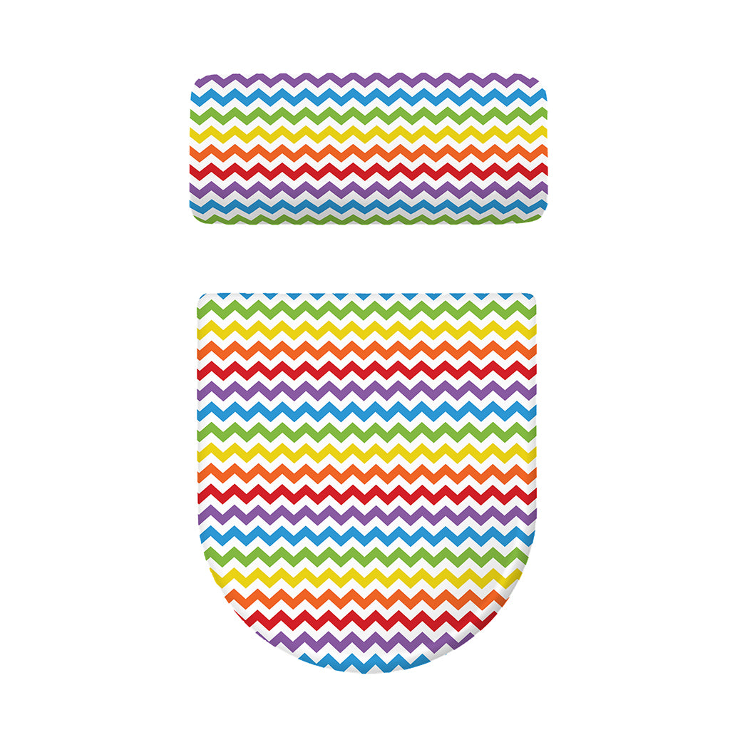 Rainbow Chevron Pattern Print Toilet Lid And Tank Cover Set