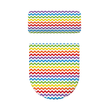 Rainbow Chevron Pattern Print Toilet Lid And Tank Cover Set