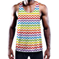 Rainbow Chevron Pattern Print Men's Workout Tank Top