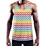 Rainbow Chevron Pattern Print Training Tank Top