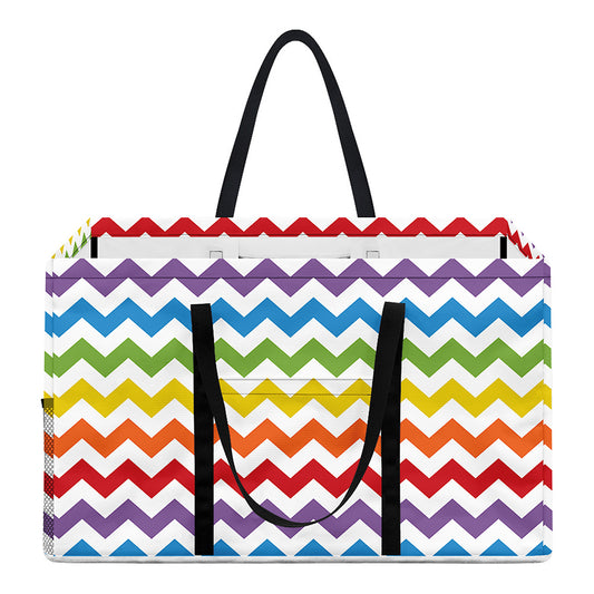 Rainbow Chevron Pattern Print Utility Tote Bag