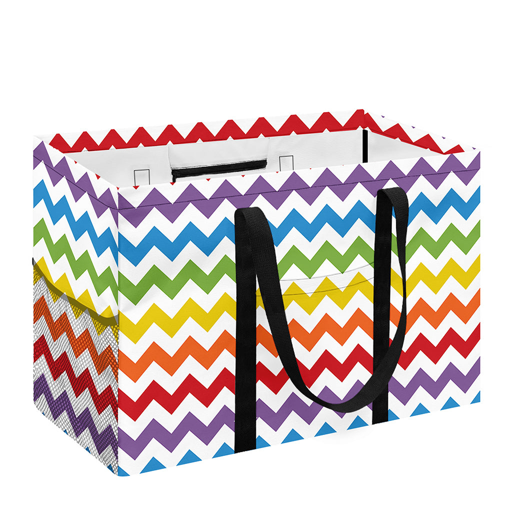 Rainbow Chevron Pattern Print Utility Tote Bag