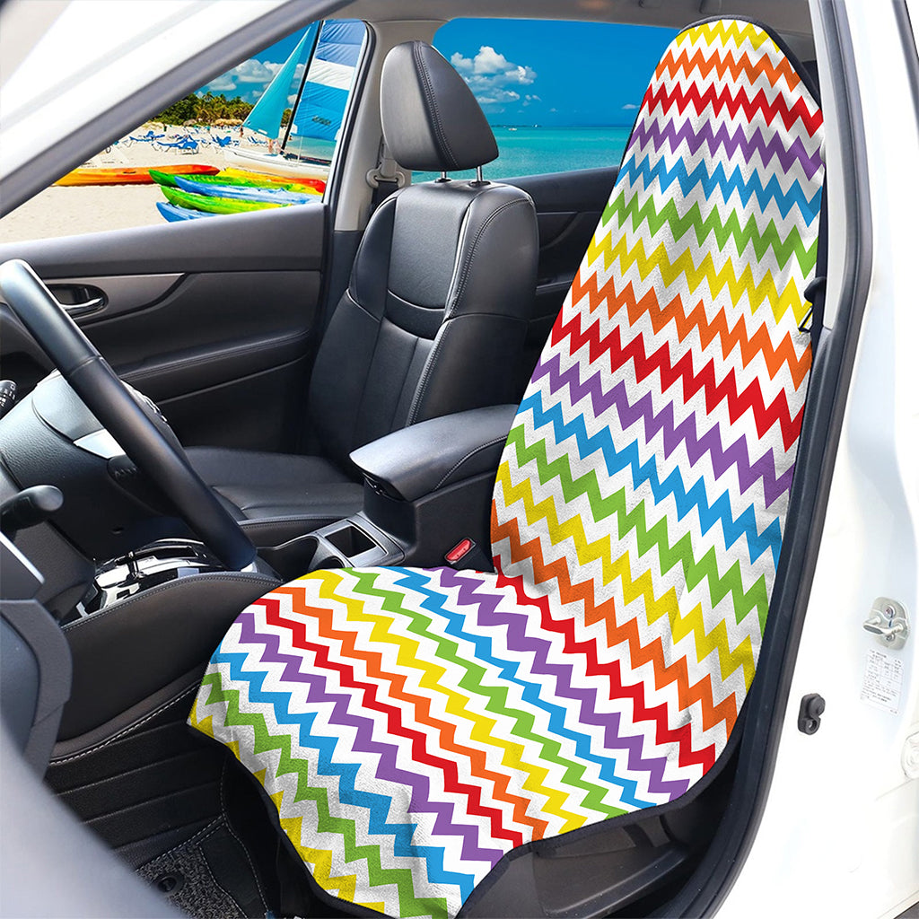 Rainbow Chevron Pattern Print Waterproof Car Seat Cover