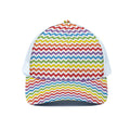 Rainbow Chevron Pattern Print White Mesh Trucker Hat