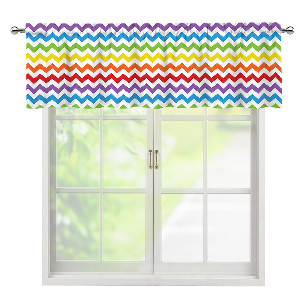 Rainbow Chevron Pattern Print Window Valance
