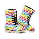 Rainbow Chevron Pattern Print Winter Boots