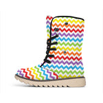 Rainbow Chevron Pattern Print Winter Boots