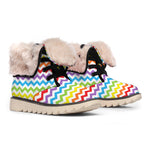 Rainbow Chevron Pattern Print Winter Boots