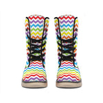 Rainbow Chevron Pattern Print Winter Boots