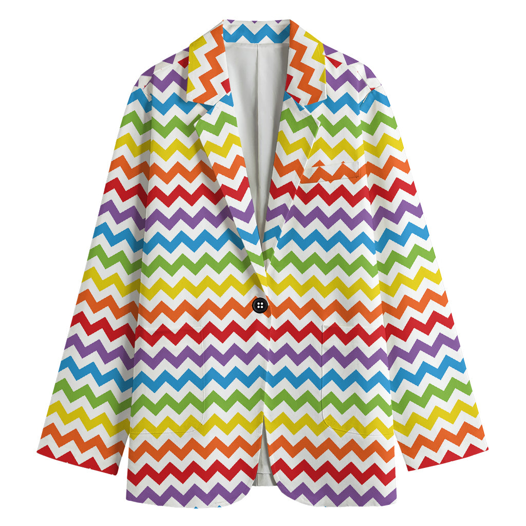 Rainbow Chevron Pattern Print Women's Blazer