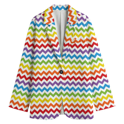 Rainbow Chevron Pattern Print Women's Blazer