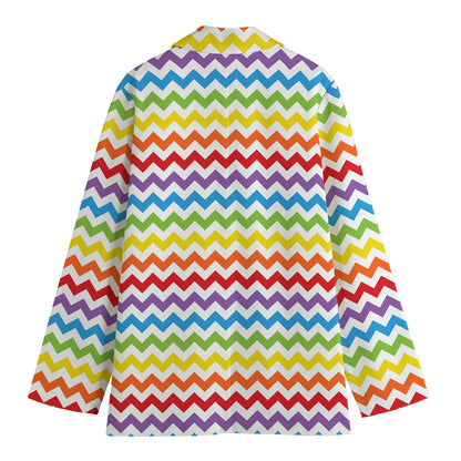 Rainbow Chevron Pattern Print Women's Blazer