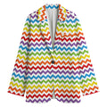 Rainbow Chevron Pattern Print Women's Cotton Blazer