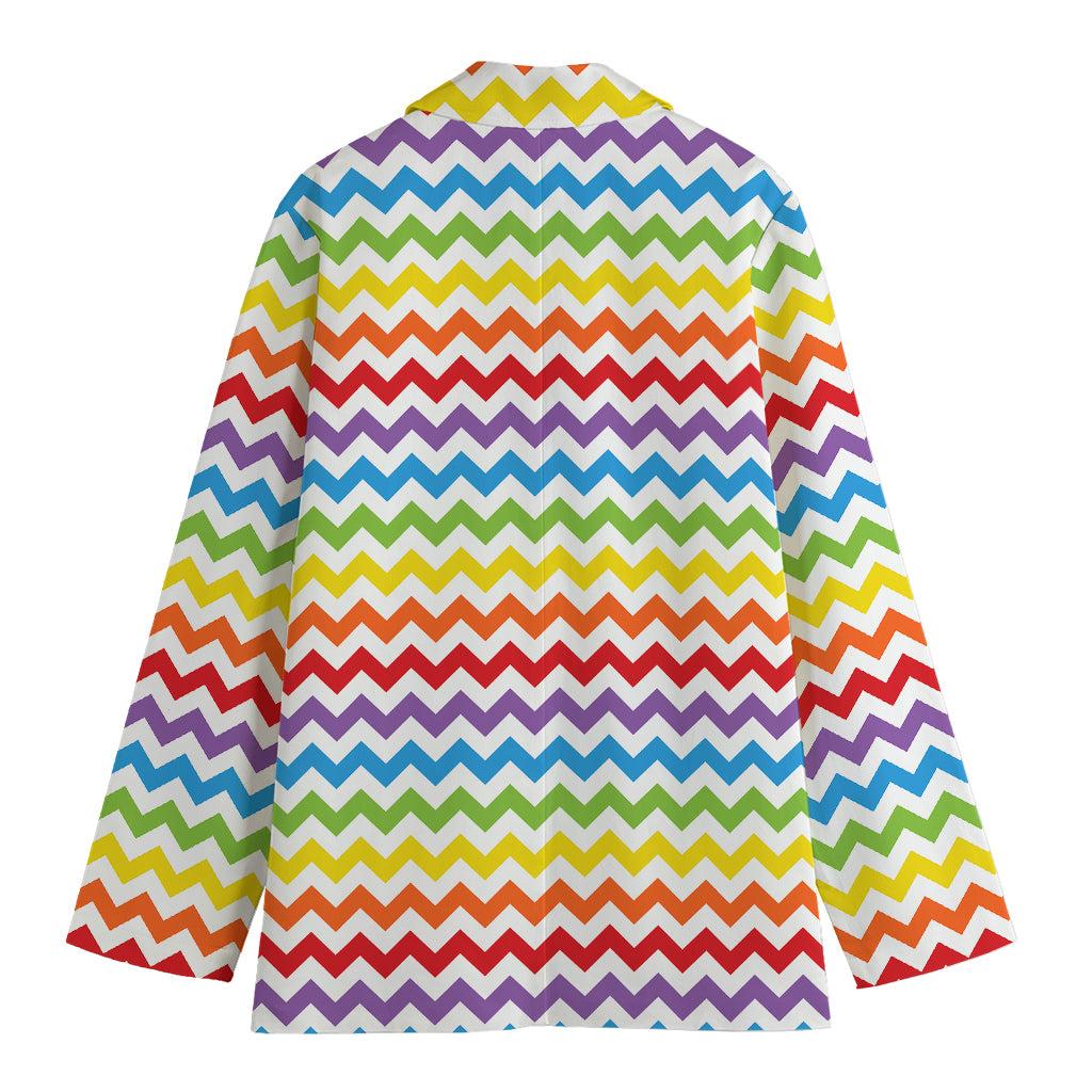 Rainbow Chevron Pattern Print Women's Cotton Blazer