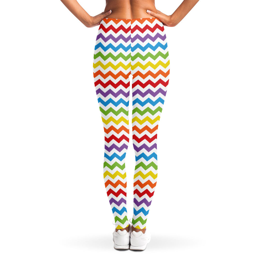 Rainbow Chevron Pattern Print Women's Leggings