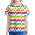 Rainbow Chevron Pattern Print Women's Polo Shirt