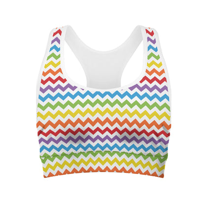 Rainbow Chevron Pattern Print Women's Sports Bra