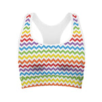 Rainbow Chevron Pattern Print Women's Sports Bra