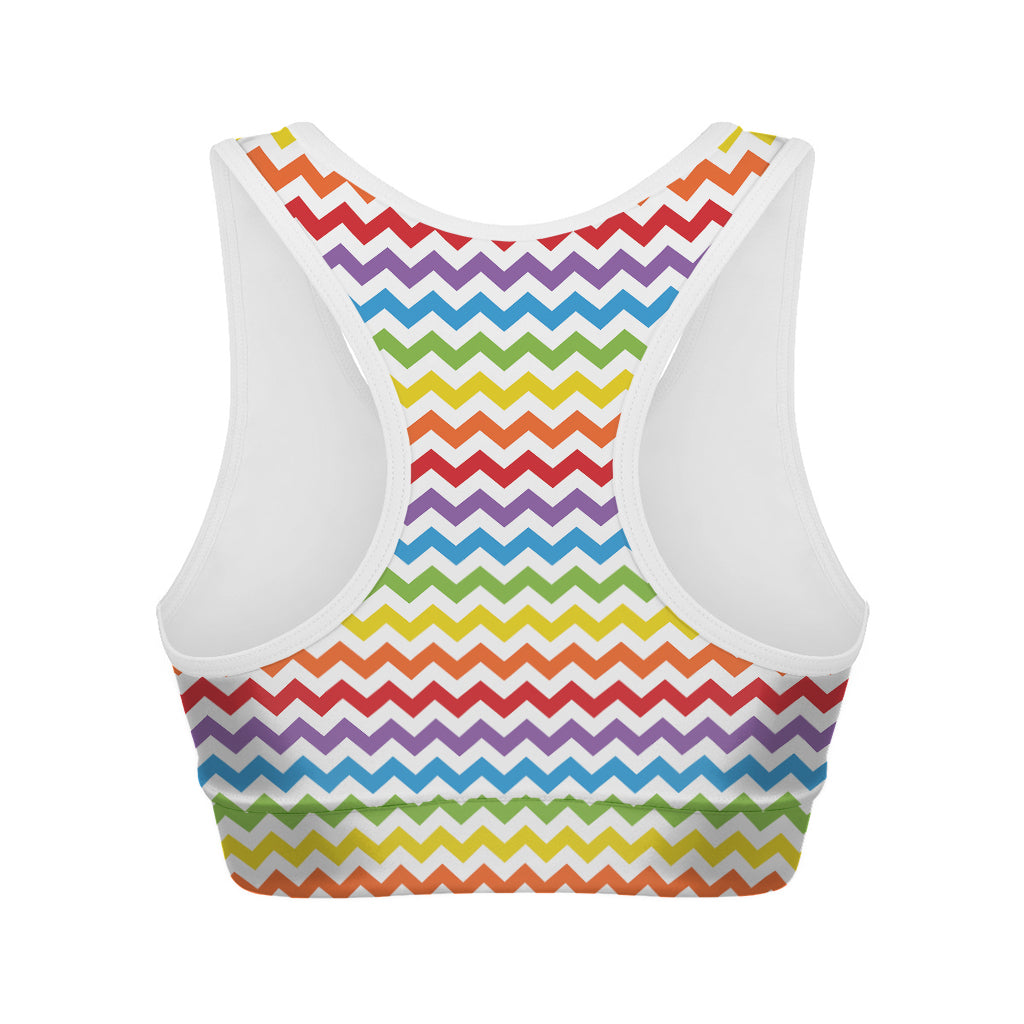 Rainbow Chevron Pattern Print Women's Sports Bra