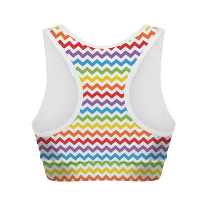Rainbow Chevron Pattern Print Women's Sports Bra