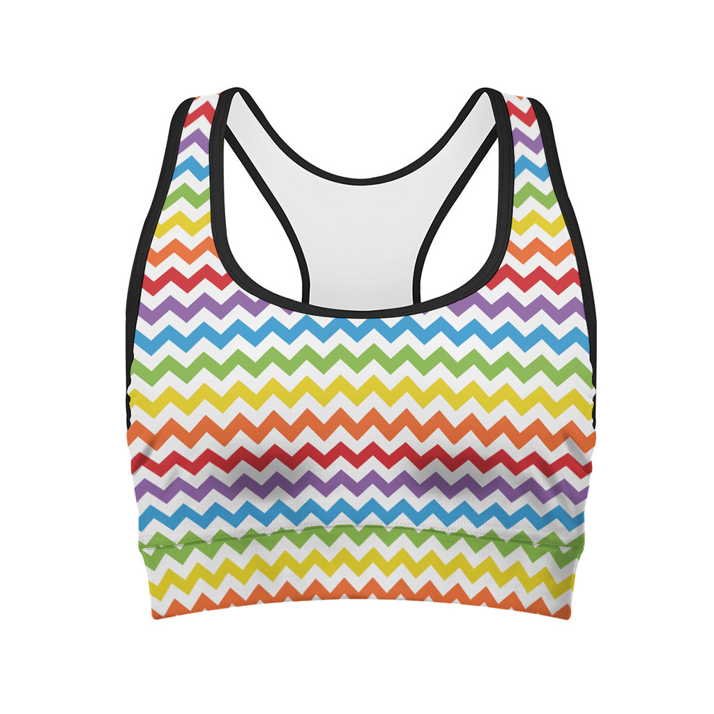 Rainbow Chevron Pattern Print Women's Sports Bra