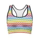 Rainbow Chevron Pattern Print Women's Sports Bra