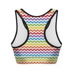 Rainbow Chevron Pattern Print Women's Sports Bra