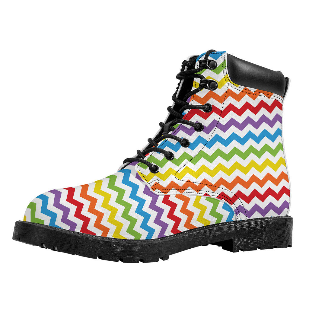 Rainbow Chevron Pattern Print Work Boots