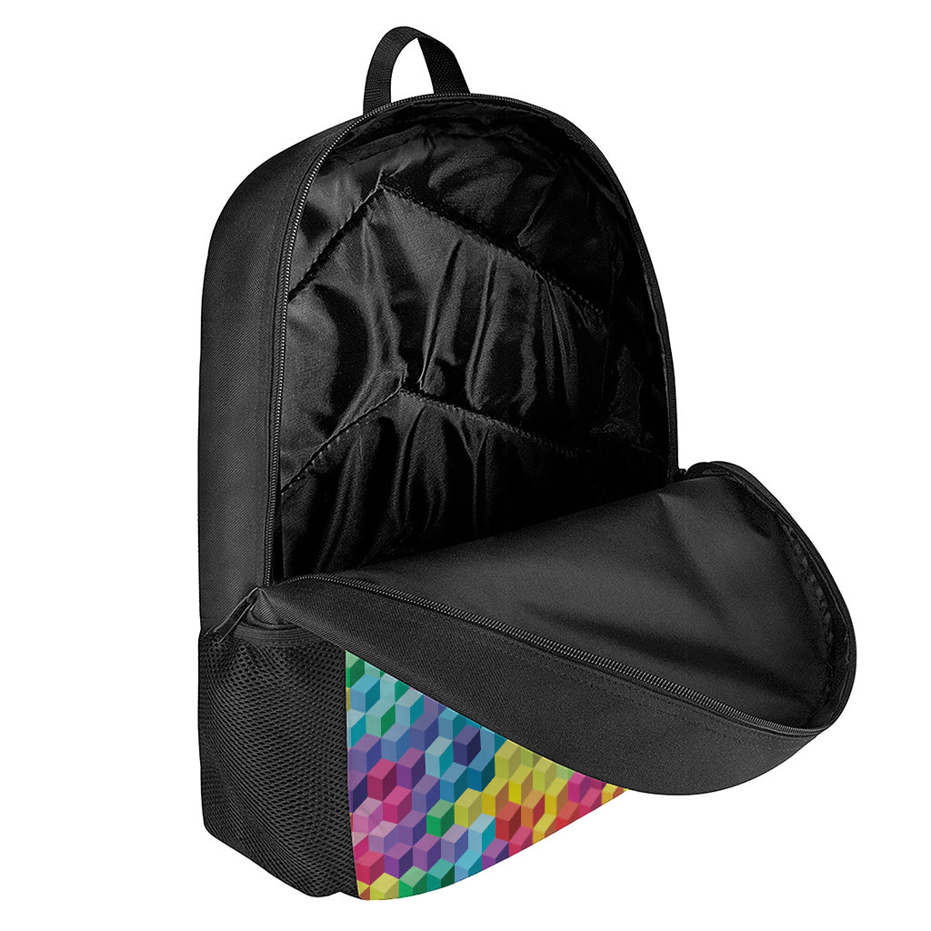 Rainbow Cubes Pattern Print 17 Inch Backpack