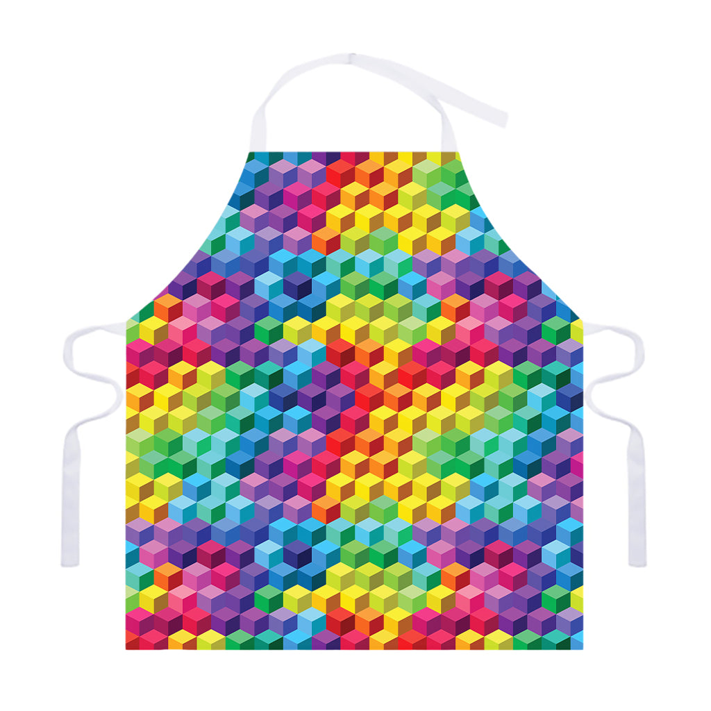 Rainbow Cubes Pattern Print Adjustable Apron