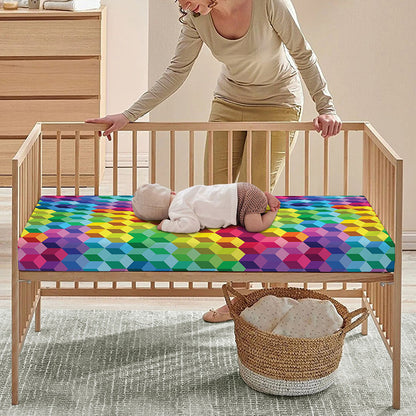 Rainbow Cubes Pattern Print Baby Crib Sheet
