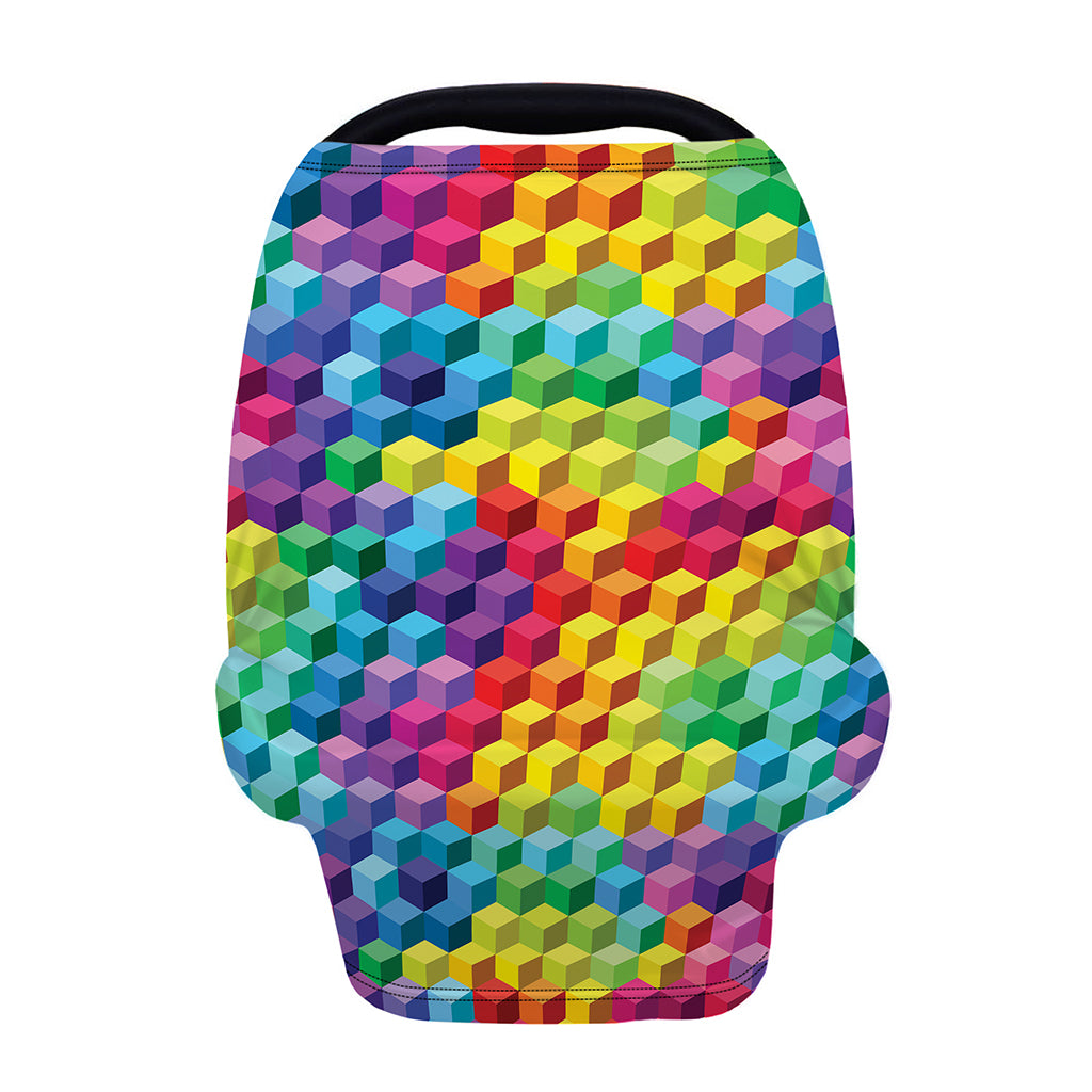 Rainbow Cubes Pattern Print Baby Seat Cover