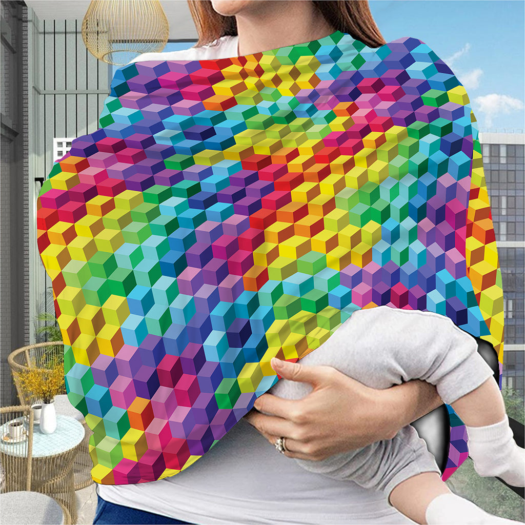 Rainbow Cubes Pattern Print Baby Seat Cover