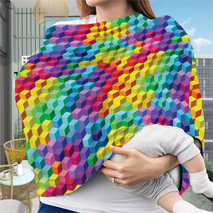 Rainbow Cubes Pattern Print Baby Seat Cover
