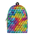 Rainbow Cubes Pattern Print School Backpack