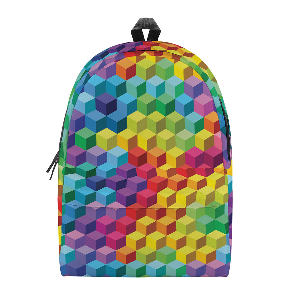 Rainbow Cubes Pattern Print Backpack