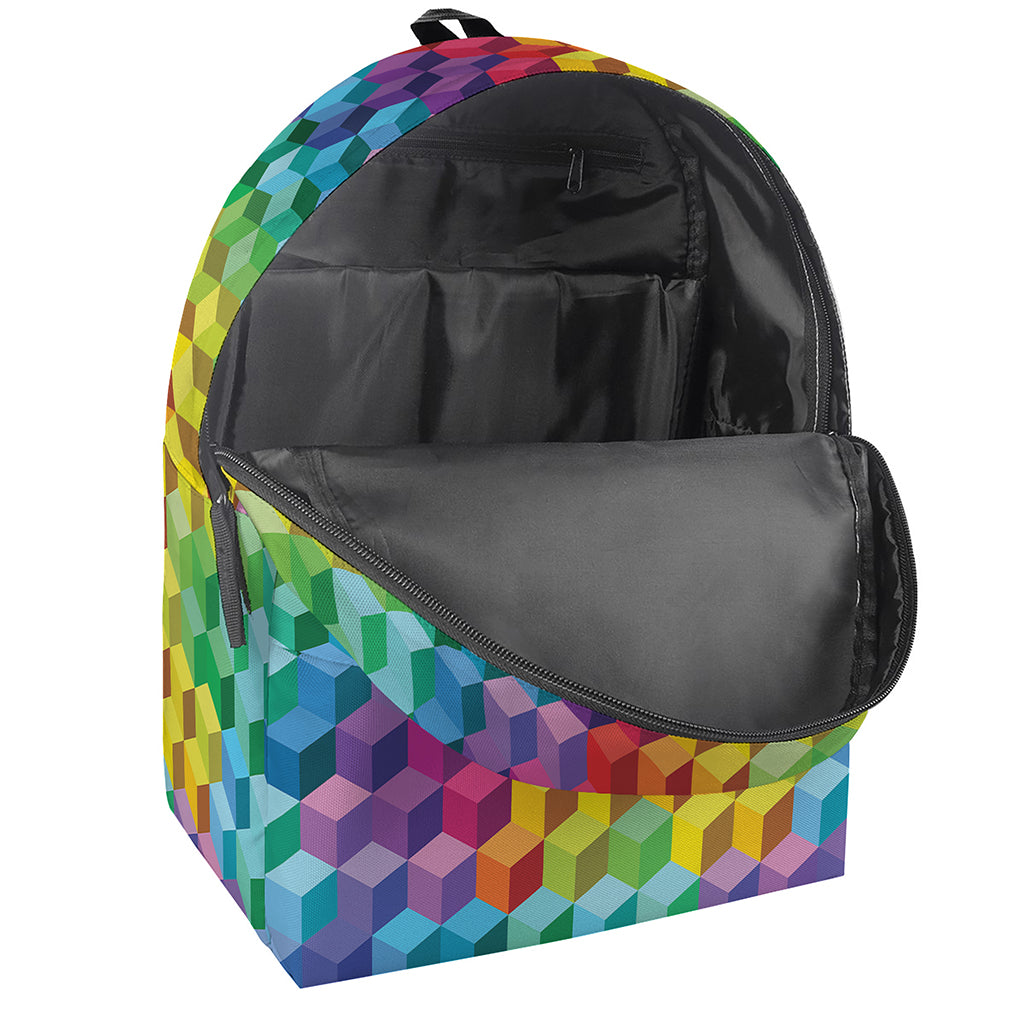 Rainbow Cubes Pattern Print Backpack