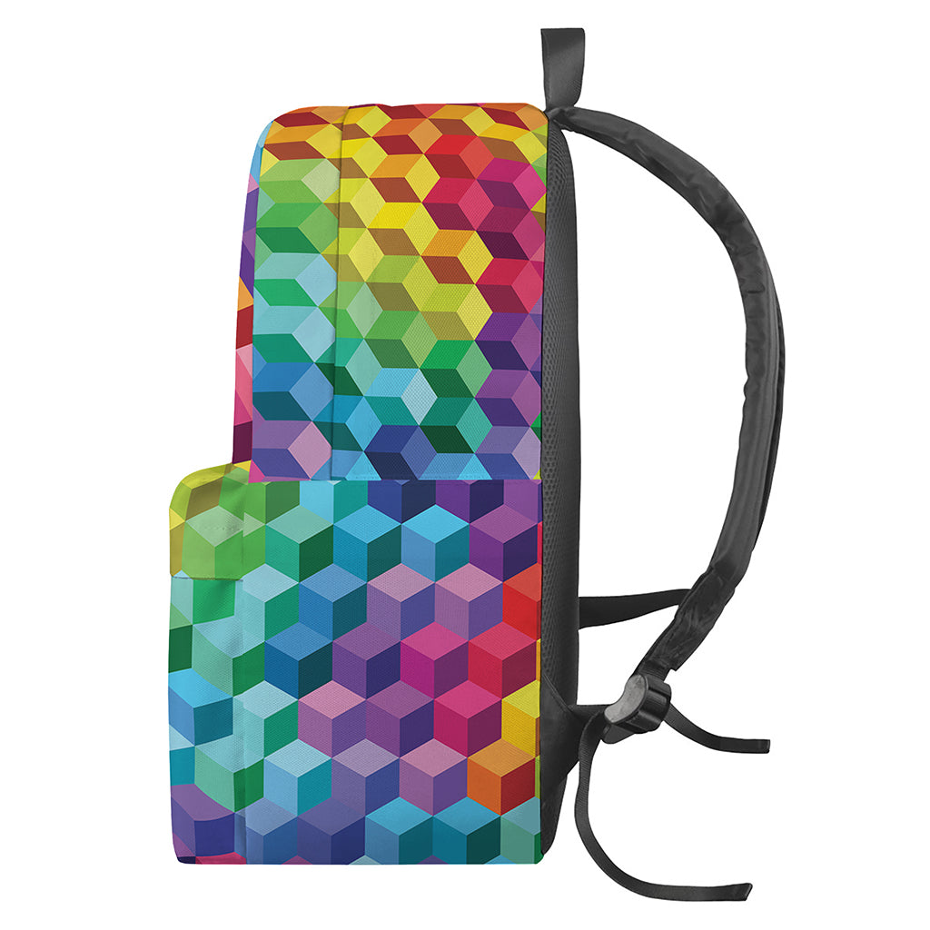 Rainbow Cubes Pattern Print Backpack